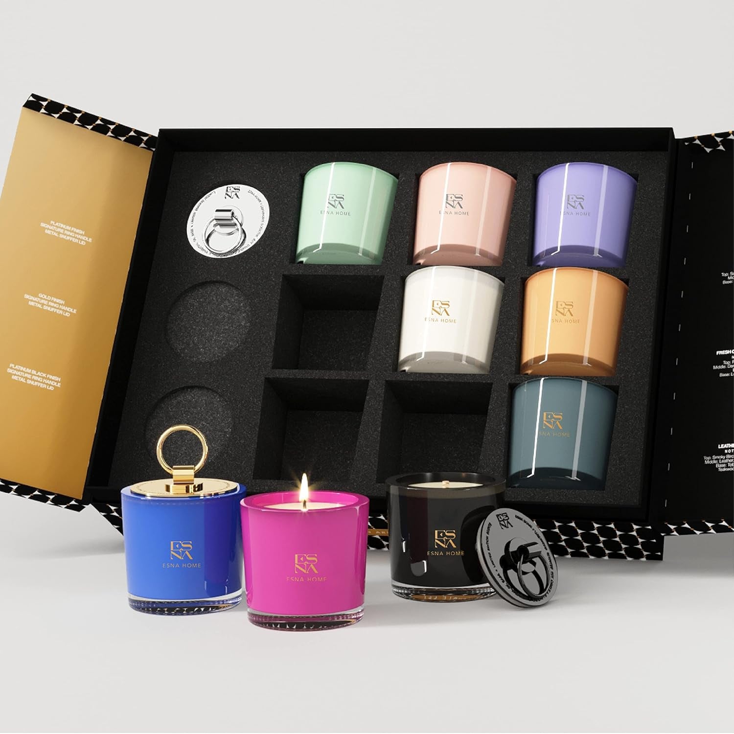 Luxury Aromatherapy Scented Candle Gift Set | 9 Premium Soy Candles with Magnetic Gift Box | Essential Oil Infused | 140 Hour Burn Time