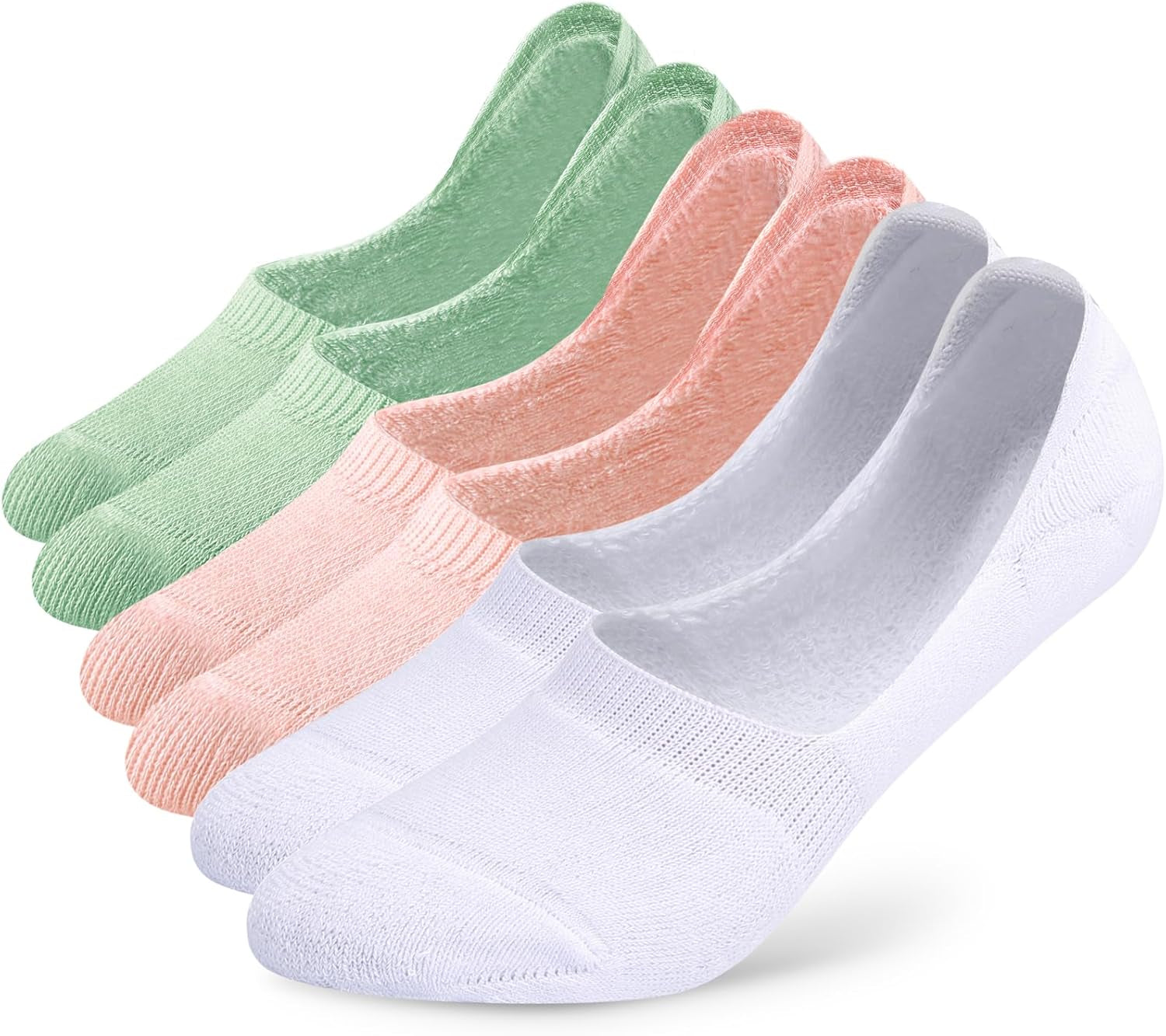 6 Pairs Unisex Thick Cushion Athletic Cotton Non Slip Low Cut Flat Liner No Show Socks