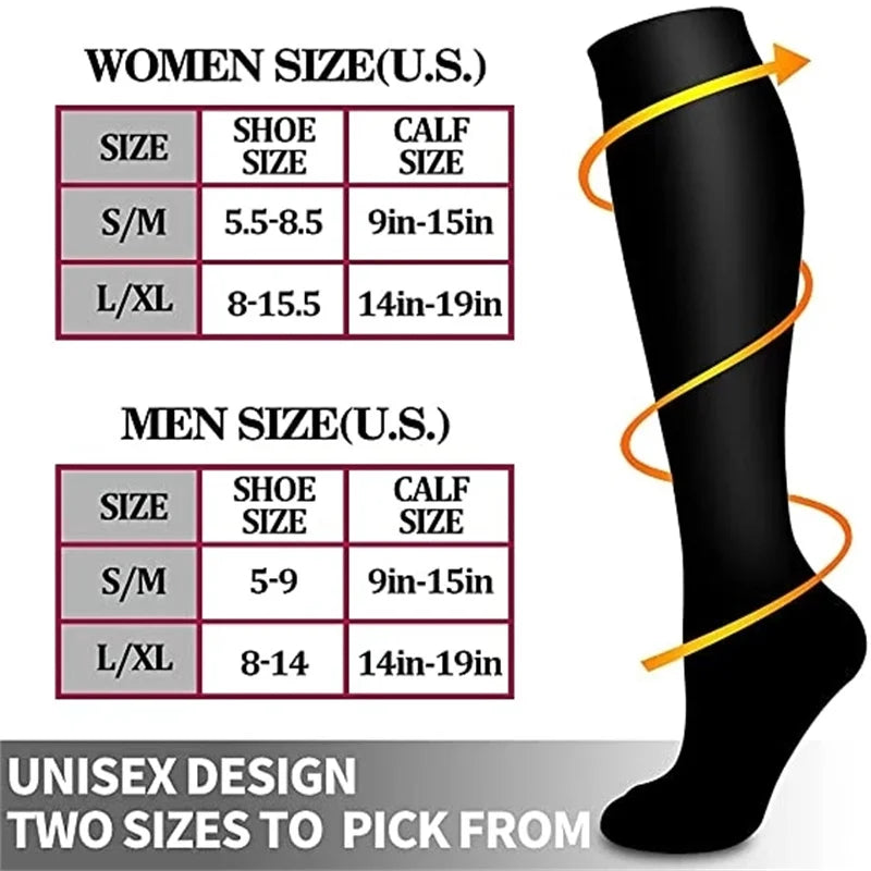 Compression Stockings -Promotes Blood Circulation - Anti-Fatigue Comfortable Solid Color Socks