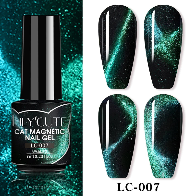 3-in-1 Platinum Rose Gold Cat Magnetic Gel Nail Polish - 7ML Moonlight Glitter UV Varnish for Stunning Semi-Permanent Manicures