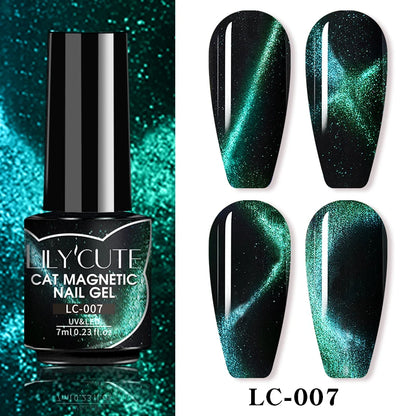 3-in-1 Platinum Rose Gold Cat Magnetic Gel Nail Polish - 7ML Moonlight Glitter UV Varnish for Stunning Semi-Permanent Manicures