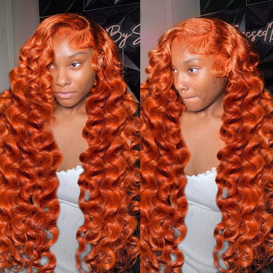 30 Inch Ginger Loose Waves Wig Human Hair 13X6 Hd Ginger Human Hair Wig Brazilian Loose Deep Wig 13X4 Lace Frontal Wig for Women