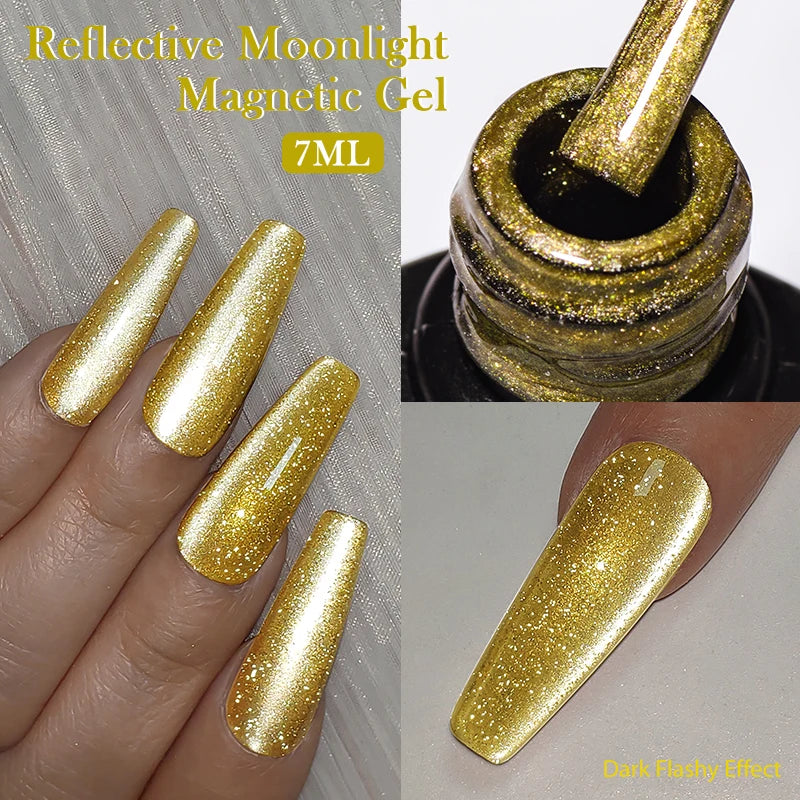 Mtssii 7ml Glitter Reflective Rubber Base Gel Polish - Laser Sparkling Semi-Permanent Soak Off UV Nail Varnish for Stunning Nail Art