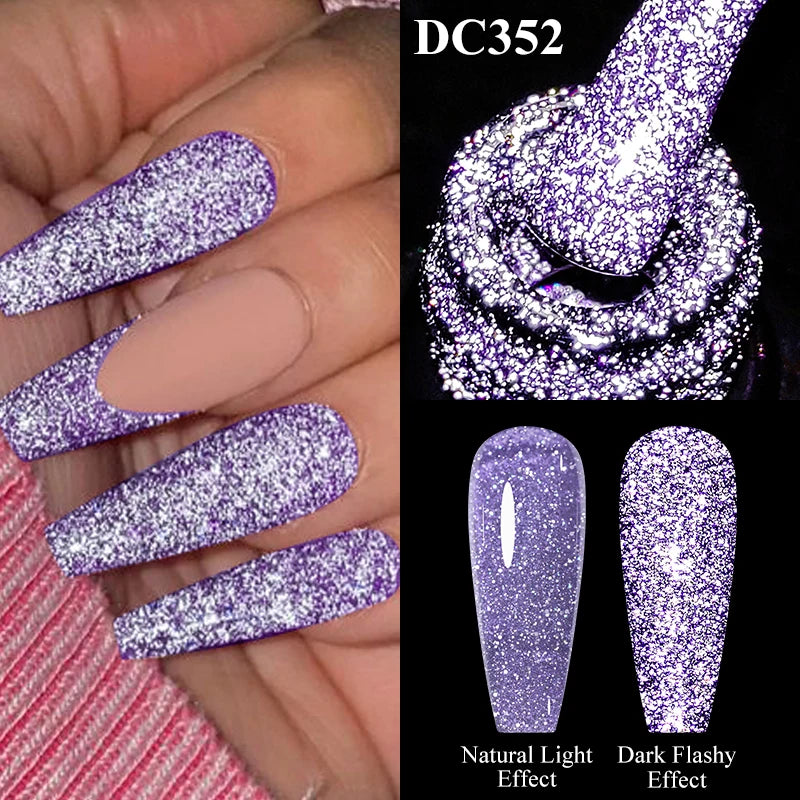 Mtssii 7ml Glitter Reflective Rubber Base Gel Polish - Laser Sparkling Semi-Permanent Soak Off UV Nail Varnish for Stunning Nail Art