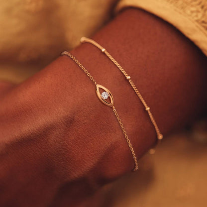 Evil Eye 14K Gold Adjustable Bracelet - Chic & Meaningful Statement Jewelry