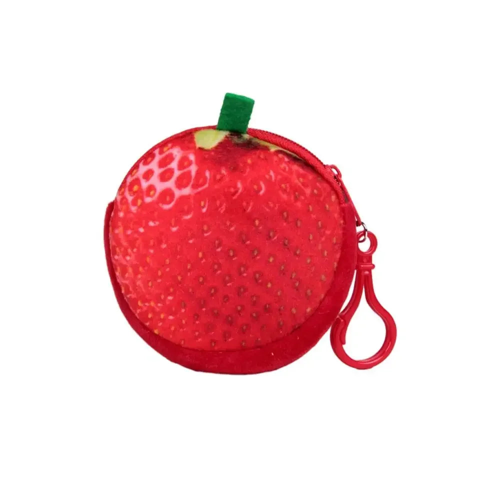 Adorable Mini Cherry Coin Purse - Cute Strawberry PU Leather Keychain & Earphone Bag