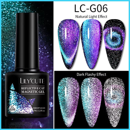 3-in-1 Platinum Rose Gold Cat Magnetic Gel Nail Polish - 7ML Moonlight Glitter UV Varnish for Stunning Semi-Permanent Manicures