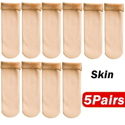 Cozy Cashmere Wool Thermal Socks for Women - Winter Warmth & Comfort - 5 Pairs of Soft Short Boot Socks