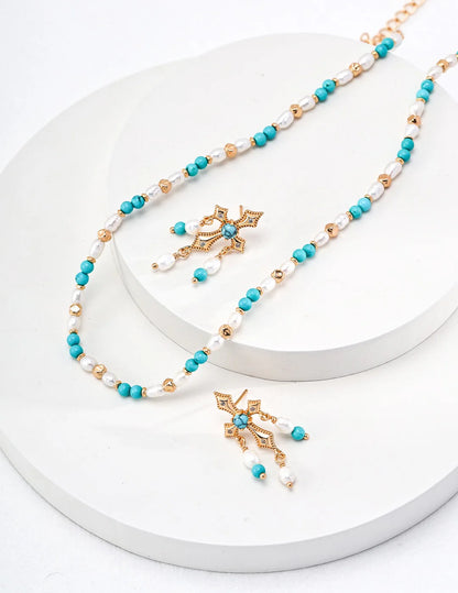 Blue Turquoise Pearl Necklace