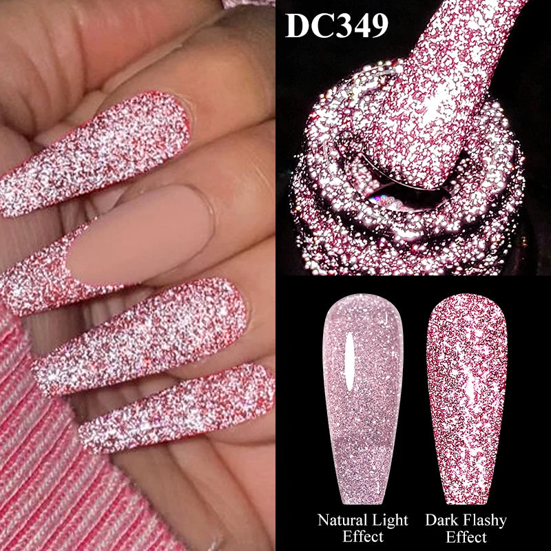 Mtssii 7ml Glitter Reflective Rubber Base Gel Polish - Laser Sparkling Semi-Permanent Soak Off UV Nail Varnish for Stunning Nail Art