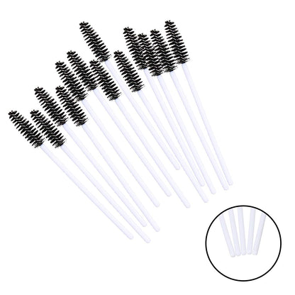 100 PCS Disposable Eyelash Brushes Mascara Brushes Eye Lash Eyebrow Applicator Cosmetic Makeup Brush Tool Kits (White-Black)