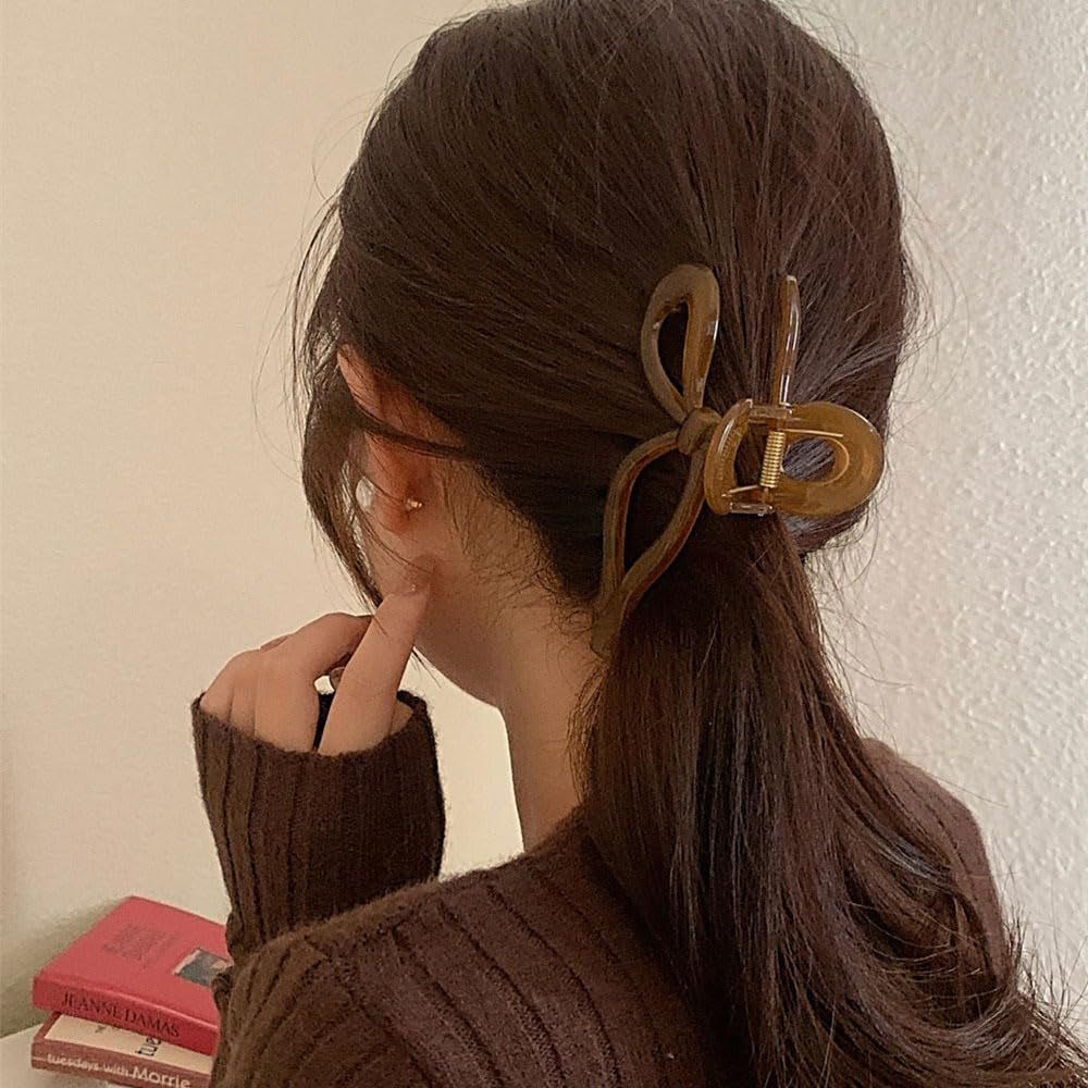 Hair Bow Accessories for Women: for Thick Hair  (4 Pack: White, Khaki, Gray, and Black)