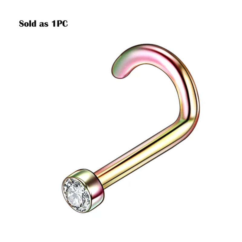 Implant Titanium Nose Piercings 18G 20G Black Screw Nose Ring Nostril Piercings Nariz Stud Earrings Body Jewelry Piercing Women