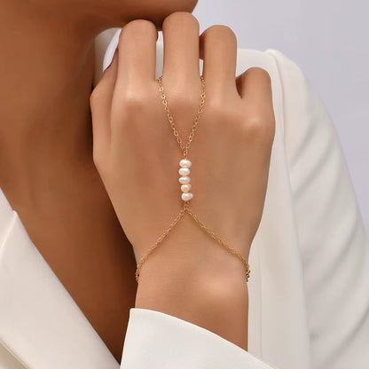 Stunning Handmade Gold Ring Palm Chain Bracelet for Women