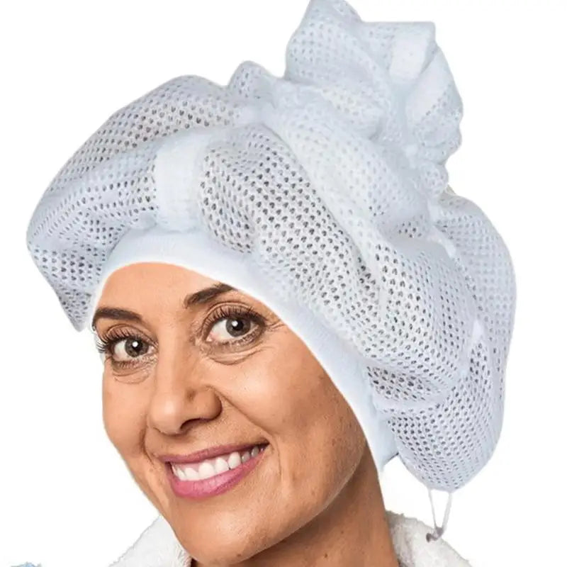 1/3/5 Pcs Net Plopping Caps for Drying Curly Hair with Drawstring Large Shower Caps Adjustable Net Plopping Bonnet Mesh Hat