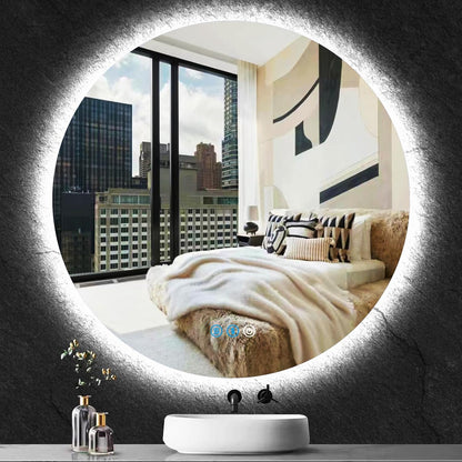 32" Dimmable Backlit LED Bathroom Mirror with Anti-Fog and Aluminum Frame - 3 Color Settings