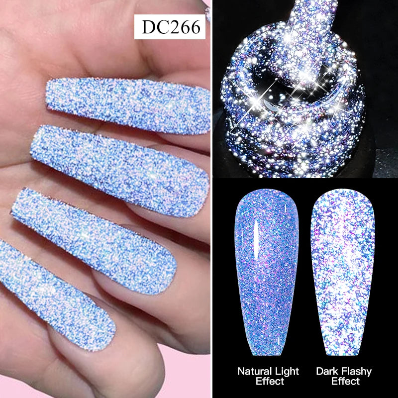 Mtssii 7ml Glitter Reflective Rubber Base Gel Polish - Laser Sparkling Semi-Permanent Soak Off UV Nail Varnish for Stunning Nail Art