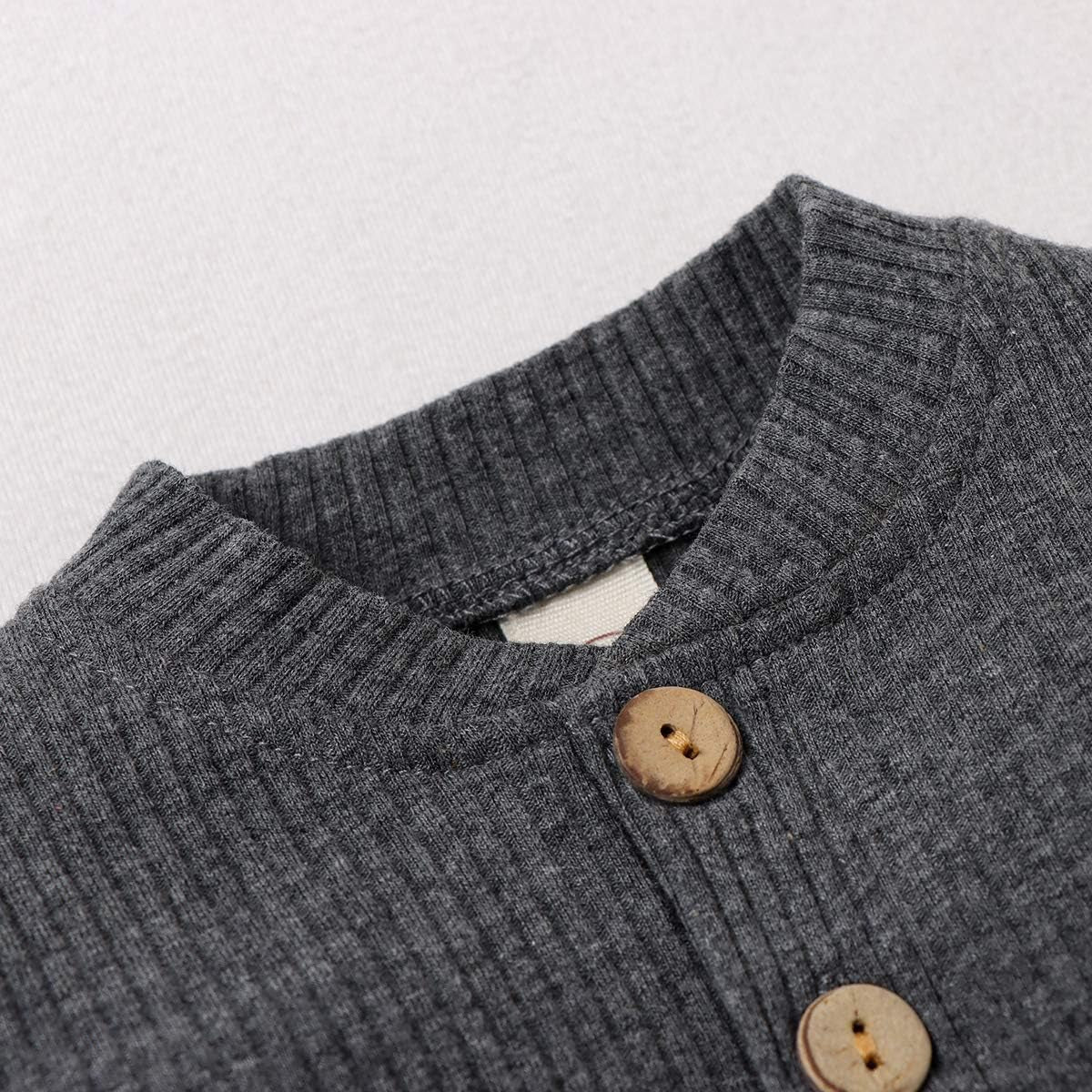 Cozy & Stylish Winter Newborn Unisex Outfit Set - Ribbed Long Sleeve Top & Pants 2PCS