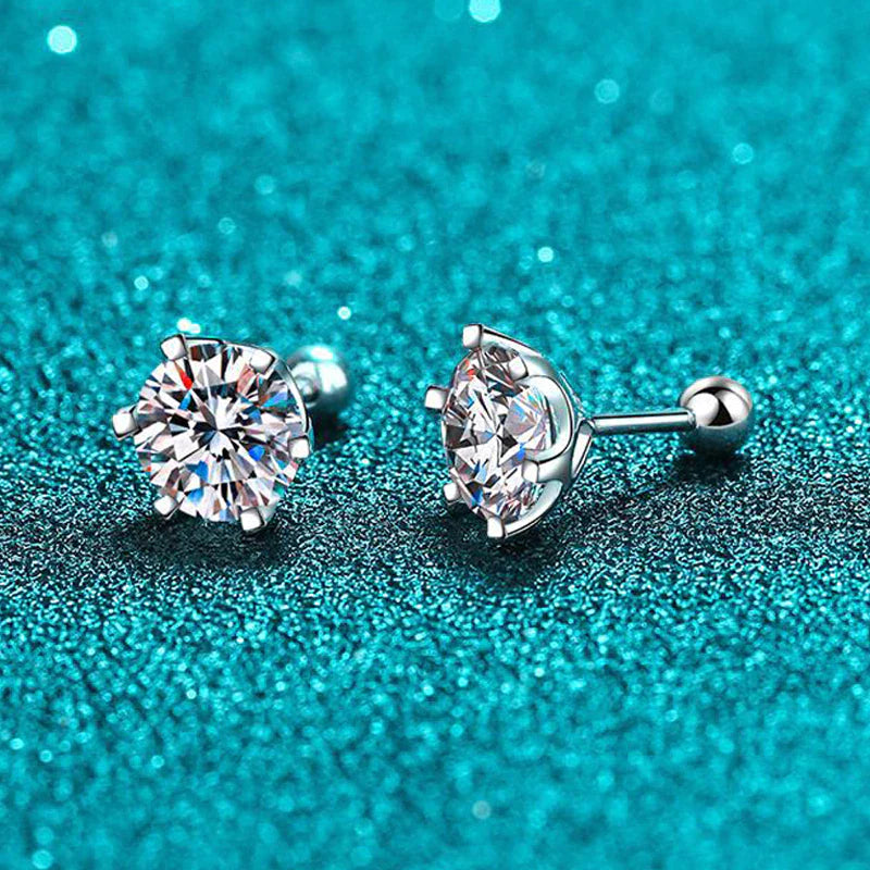 Smyoue 8Mm D Color 2.0 Carat 100% Moissanite Stud Earrings for Women Screw Thread Ear Studs 925 Silver Jewelry Pass Diamond Test