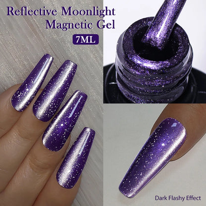 Mtssii 7ml Glitter Reflective Rubber Base Gel Polish - Laser Sparkling Semi-Permanent Soak Off UV Nail Varnish for Stunning Nail Art