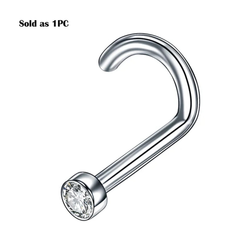 Implant Titanium Nose Piercings 18G 20G Black Screw Nose Ring Nostril Piercings Nariz Stud Earrings Body Jewelry Piercing Women