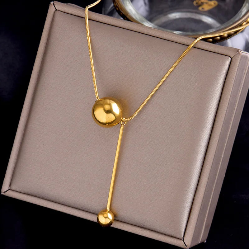 Luxury Titanium Steel Square Necklace Feeling Roman Digital Good Luck Leter Pendant Neck Chain Sexy Girl Jewelry