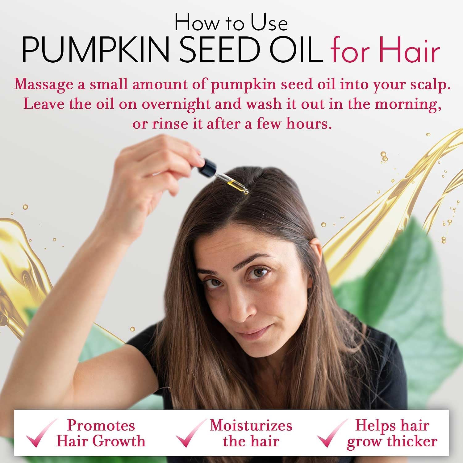 Premium Pumpkin Seed Oil for Hair Growth 2 Oz - 100% Pure Moisturizing Oil for Healthy Hair, Skin & Nails