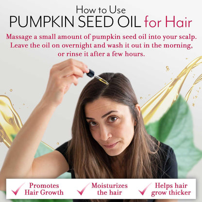 Premium Pumpkin Seed Oil for Hair Growth 2 Oz - 100% Pure Moisturizing Oil for Healthy Hair, Skin & Nails