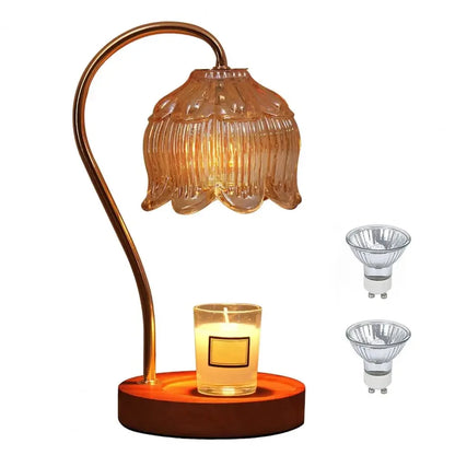 Dimmable Aromatherapy Candle Warmer Lamp - Elegant Glass Shade & Timer Feature for Cozy Ambiance