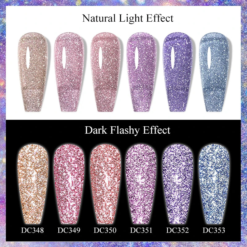 Mtssii 7ml Glitter Reflective Rubber Base Gel Polish - Laser Sparkling Semi-Permanent Soak Off UV Nail Varnish for Stunning Nail Art