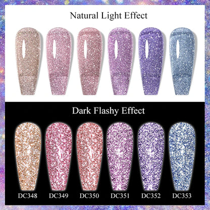 Mtssii 7ml Glitter Reflective Rubber Base Gel Polish - Laser Sparkling Semi-Permanent Soak Off UV Nail Varnish for Stunning Nail Art