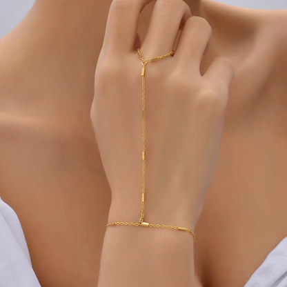 Stunning Handmade Gold Ring Palm Chain Bracelet for Women
