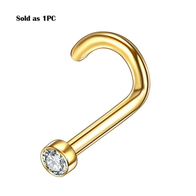 Implant Titanium Nose Piercings 18G 20G Black Screw Nose Ring Nostril Piercings Nariz Stud Earrings Body Jewelry Piercing Women