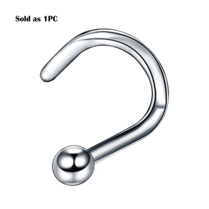 Implant Titanium Nose Piercings 18G 20G Black Screw Nose Ring Nostril Piercings Nariz Stud Earrings Body Jewelry Piercing Women
