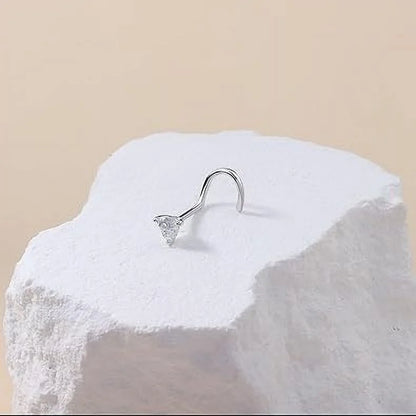 20G Moissanite Heart Nose Studs | 925 Sterling Silver Hypoallergenic Nose Rings for Women & Men