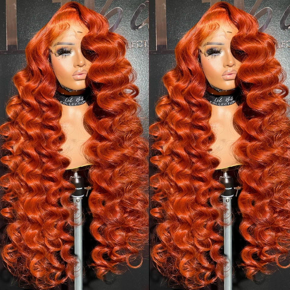 30 Inch Ginger Loose Waves Wig Human Hair 13X6 Hd Ginger Human Hair Wig Brazilian Loose Deep Wig 13X4 Lace Frontal Wig for Women