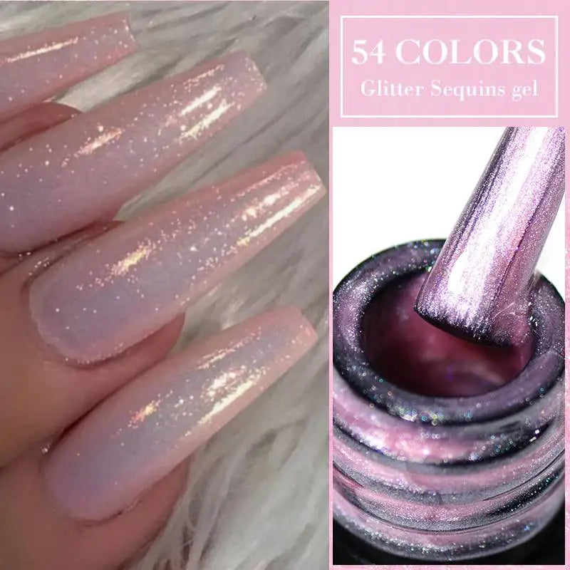 Mtssii 7ml Glitter Reflective Rubber Base Gel Polish - Laser Sparkling Semi-Permanent Soak Off UV Nail Varnish for Stunning Nail Art
