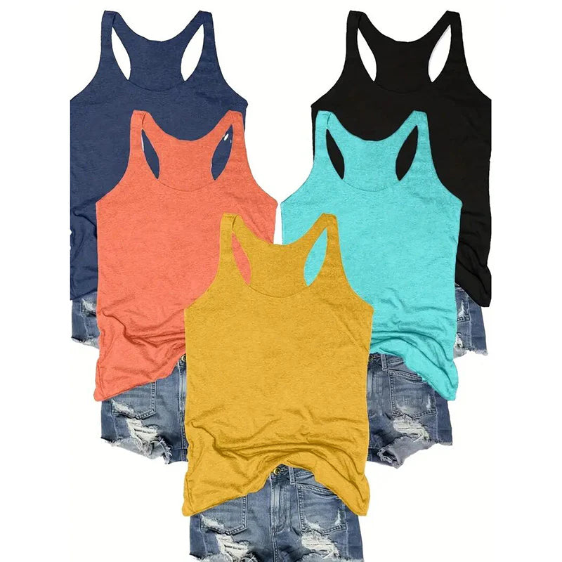 Women Five-Piece Racerback Casual Sleeveless Vest