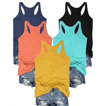 Women Five-Piece Racerback Casual Sleeveless Vest