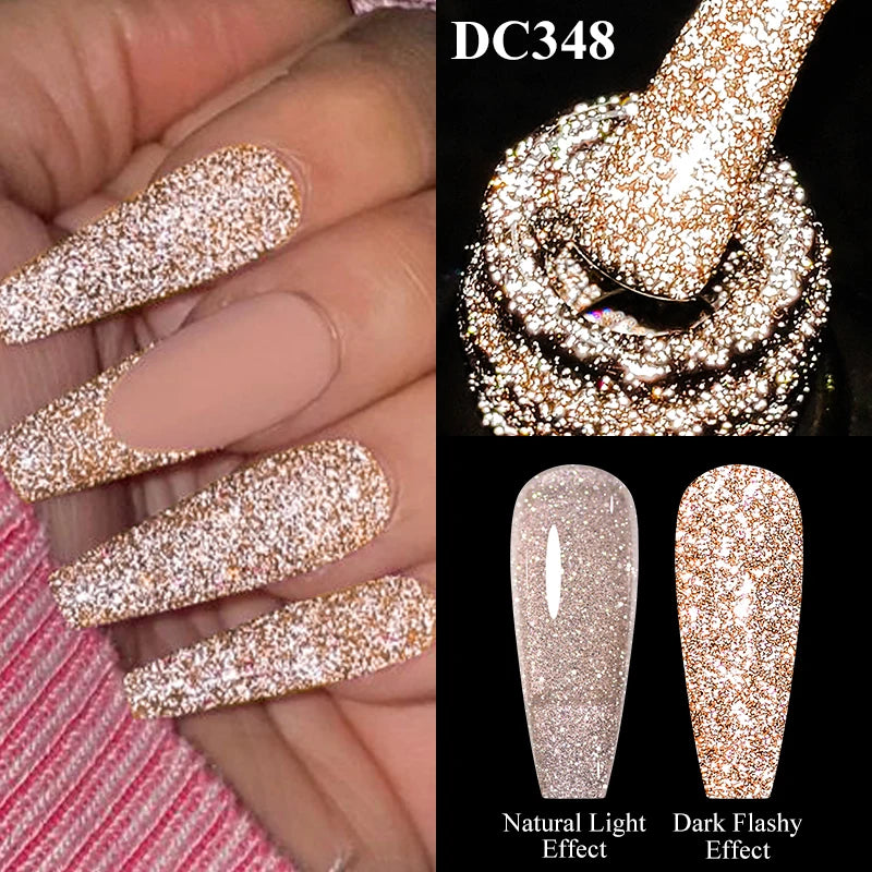Mtssii 7ml Glitter Reflective Rubber Base Gel Polish - Laser Sparkling Semi-Permanent Soak Off UV Nail Varnish for Stunning Nail Art
