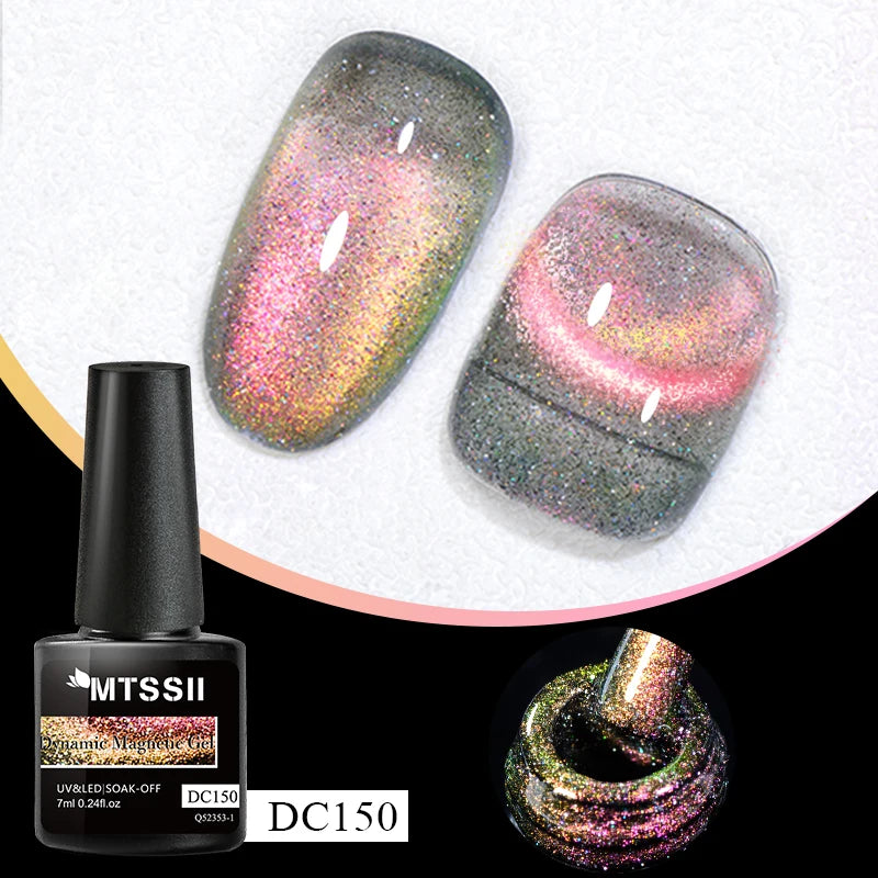 Mtssii 7ml Glitter Reflective Rubber Base Gel Polish - Laser Sparkling Semi-Permanent Soak Off UV Nail Varnish for Stunning Nail Art