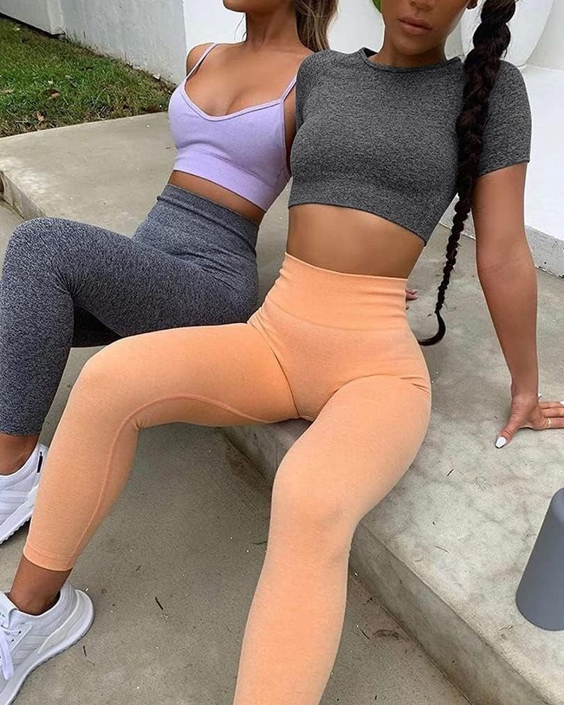 Women'S 3 Piece Yoga Crop Tank Top Fitness Running Cami Workout Shirts with Pockets Grey Red Blue