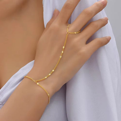 Stunning Handmade Gold Ring Palm Chain Bracelet for Women