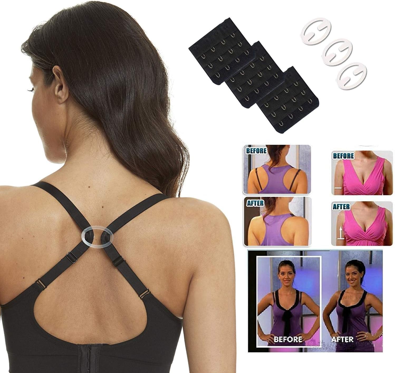 Women'S Adjustable Seamless Nursing Bra Push up Comfort Sleep Bralette,L,3Pcs/Pack(Black)