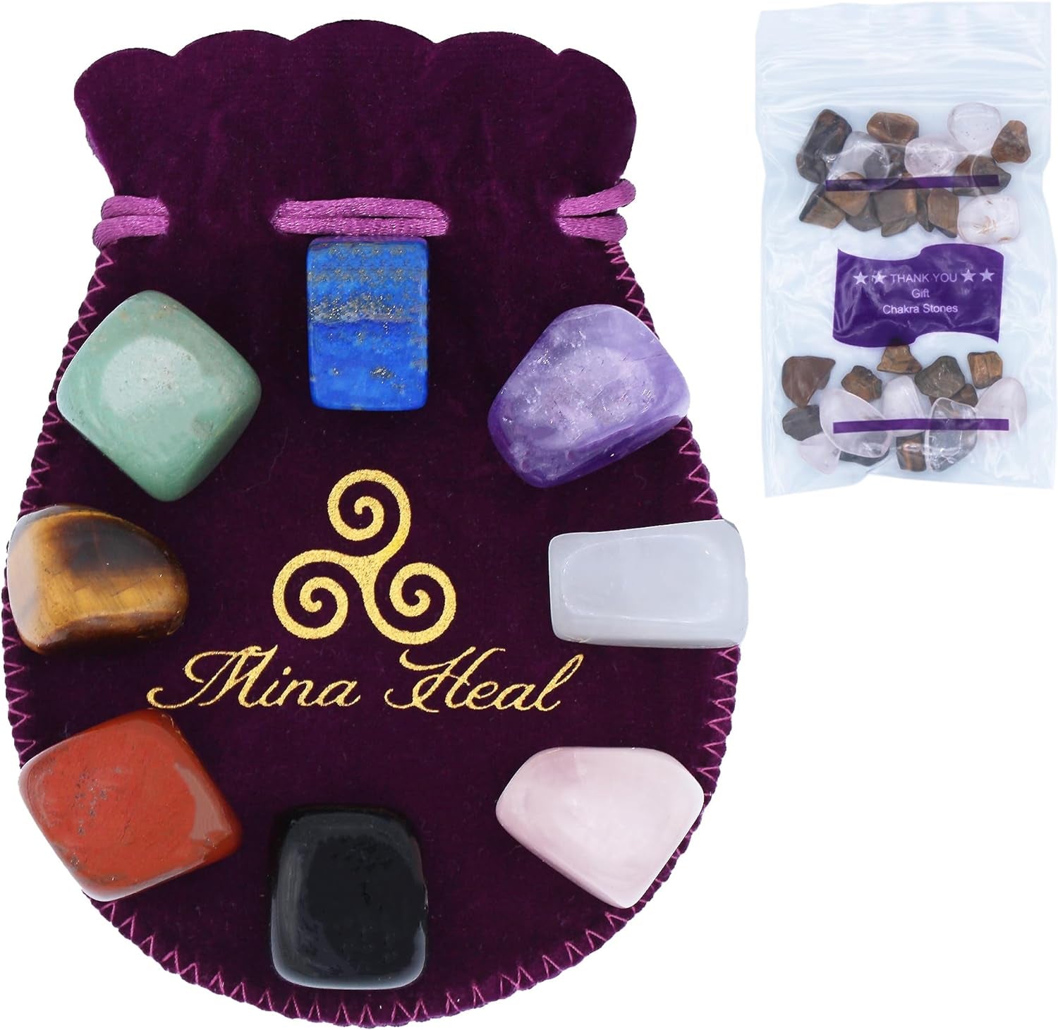 Chakra Stones Set of 8 - Premium Healing Crystals for Balancing, Meditation & Reiki Therapy