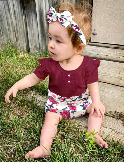 Baby Girl Clothes Ruffle Romper Floral Short Pants Summer Outfits Cute Baby Girl Clothes