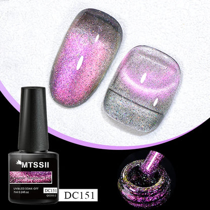 Mtssii 7ml Glitter Reflective Rubber Base Gel Polish - Laser Sparkling Semi-Permanent Soak Off UV Nail Varnish for Stunning Nail Art