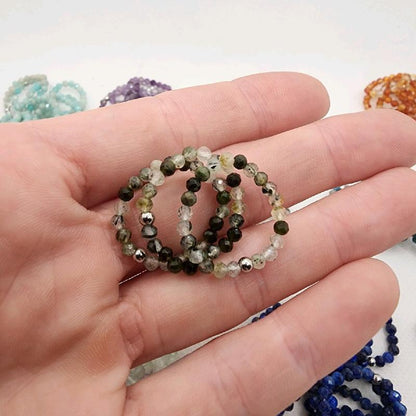 Gemstone Beaded Ring Natural Stone Jewelry