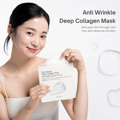 OHMYPURE Hydrogel Antiwrinkle Deep Collagen Face Mask 4+1 EA Ultimate Hydration, Improves Skin Texture, Affordable Luxury, Glowing Skin, Reduces Fine Lines & Wrinkles, Made in Korea (5, Deep Collagen)