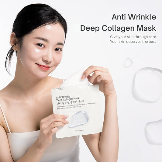 OHMYPURE Hydrogel Antiwrinkle Deep Collagen Face Mask 4+1 EA Ultimate Hydration, Improves Skin Texture, Affordable Luxury, Glowing Skin, Reduces Fine Lines & Wrinkles, Made in Korea (5, Deep Collagen)
